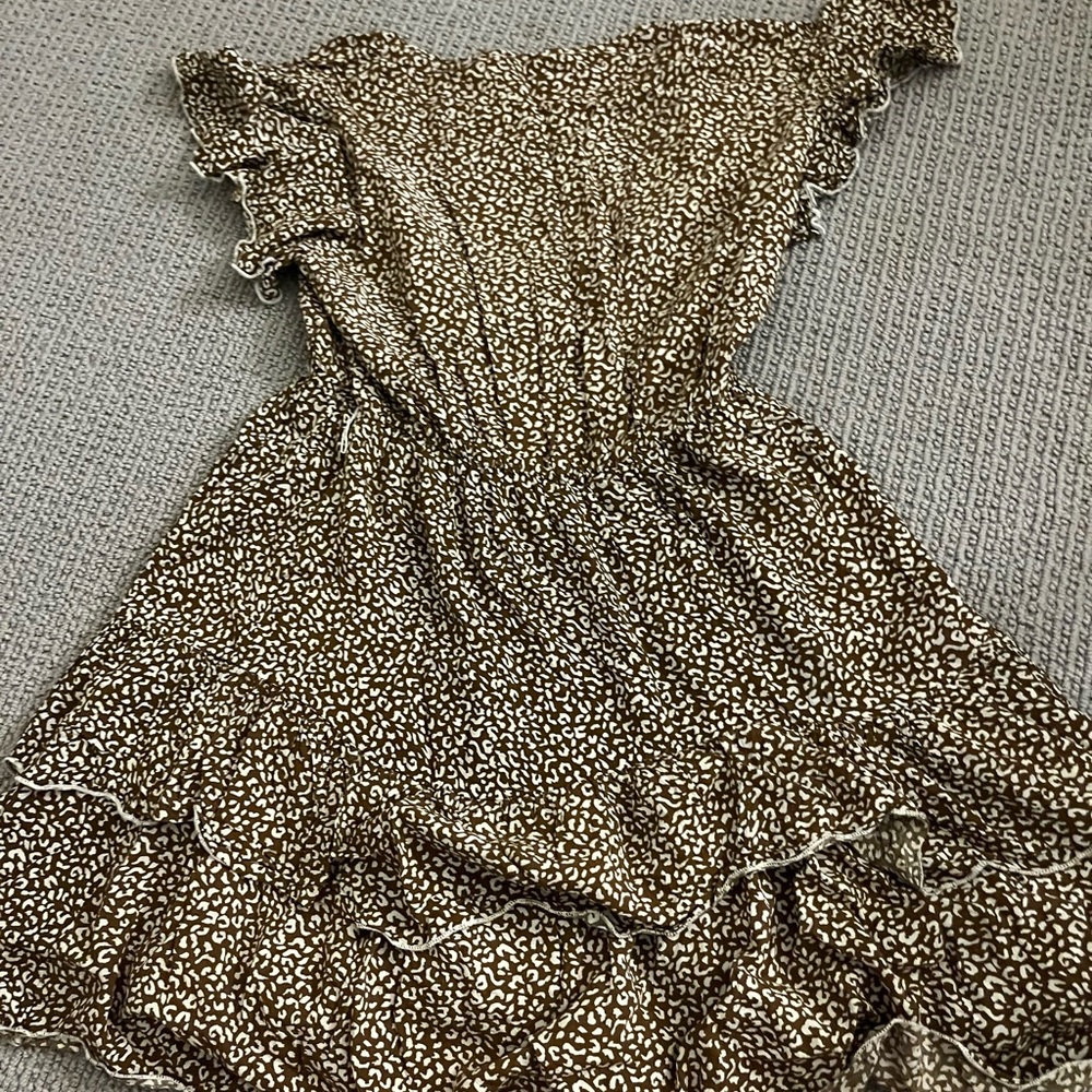 Elegant Brown Patterned Mini Dress
